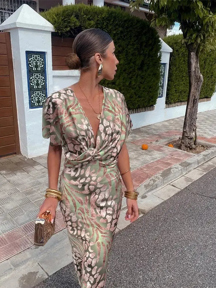 Audrey | Copper-Tone Midi Dress