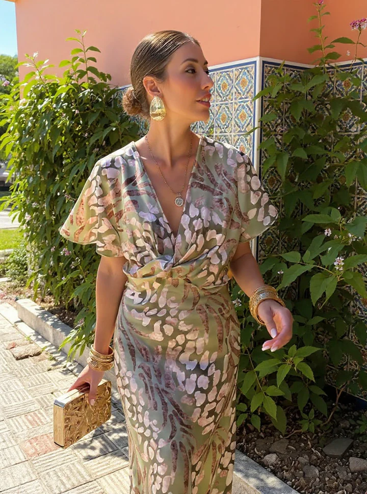 Audrey | Copper-Tone Midi Dress