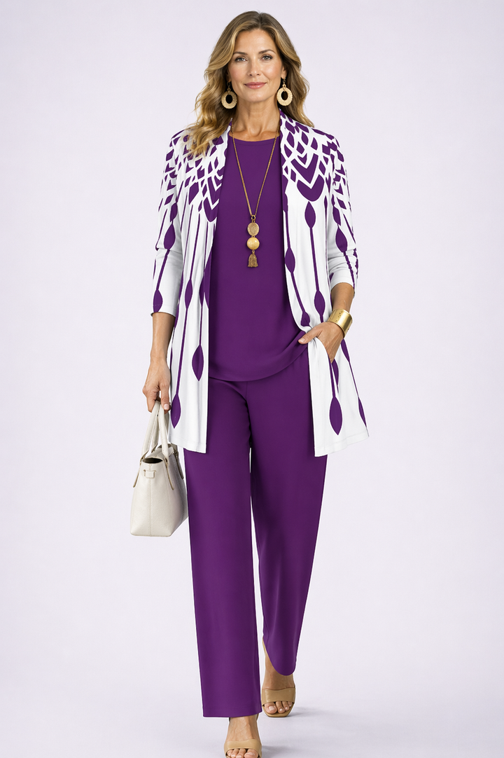 Bianca | Purple Print Three-Piece Set