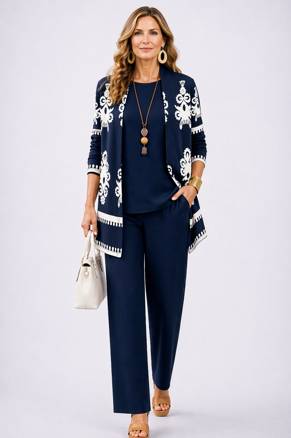 Simone | Navy Patterned Layered Set