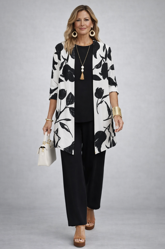 Victoria | Black Floral Three-Piece Set