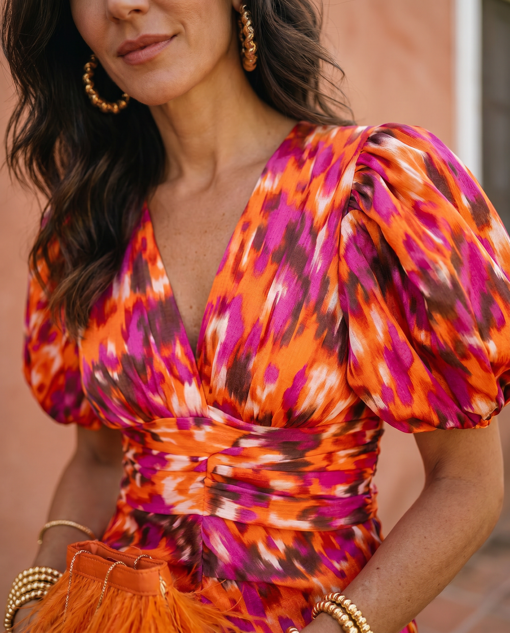 Matilda | Floral Puff-Sleeve Midi Dress