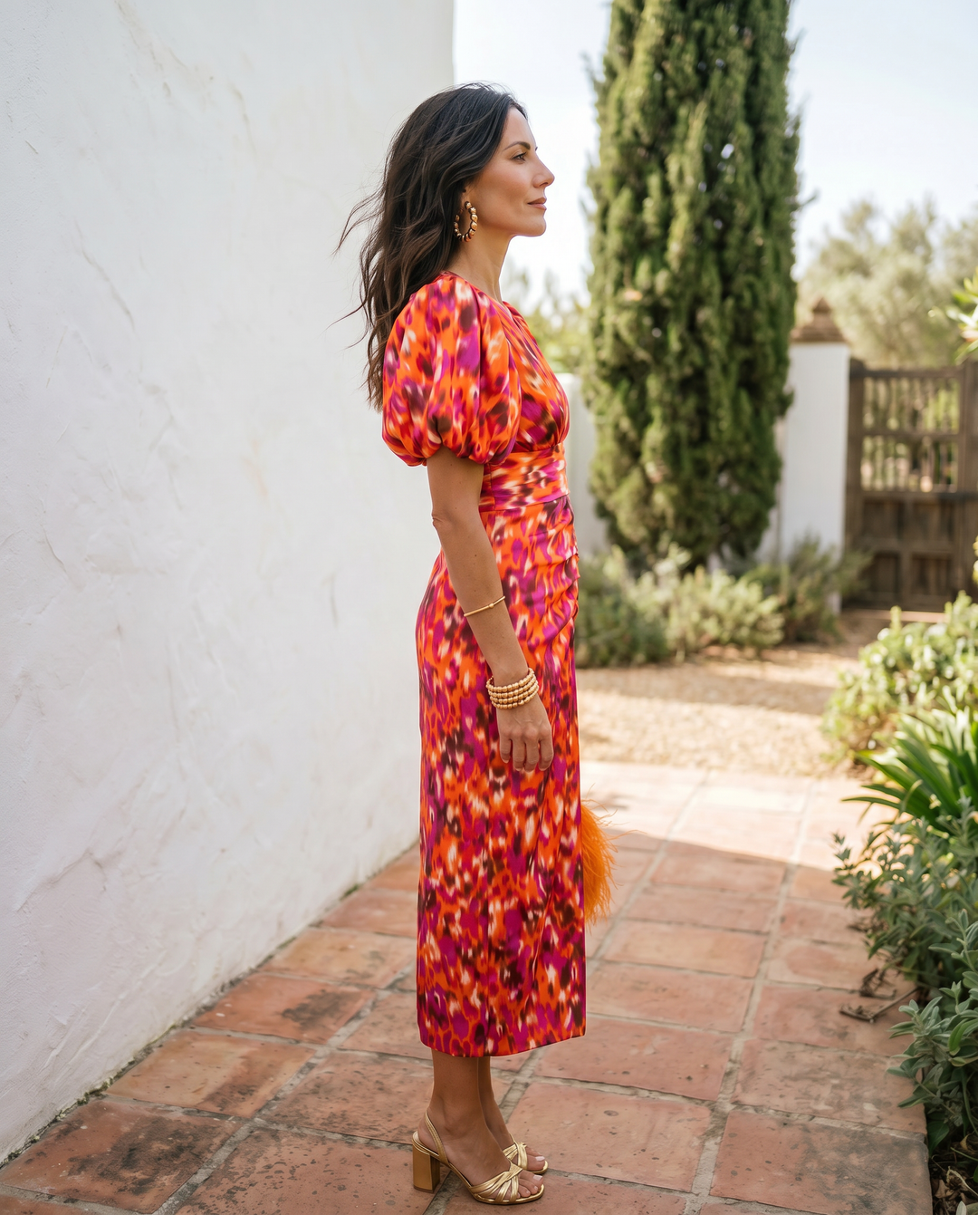 Matilda | Floral Puff-Sleeve Midi Dress