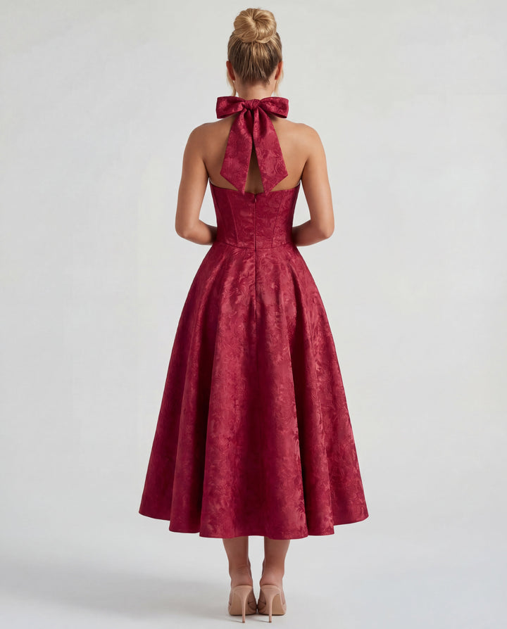 Alexandra | Halter Structured Midi Dress