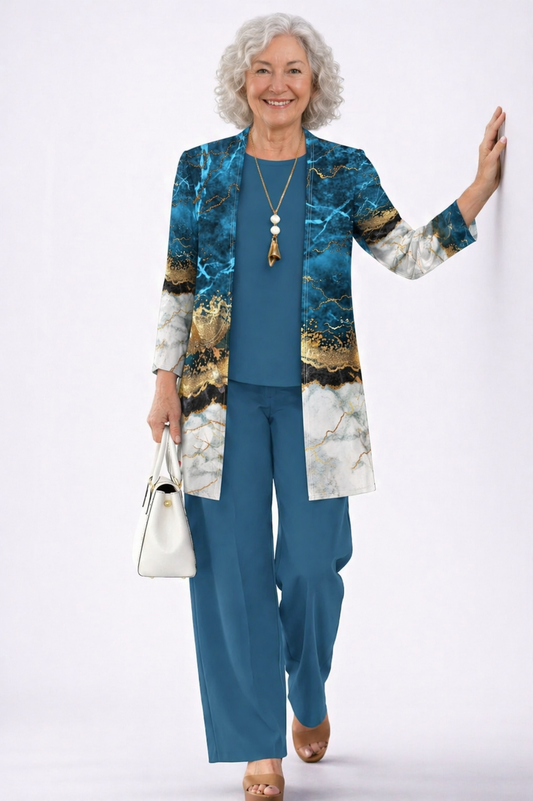 Adriana | Blue-and-Gold Three-Piece Set