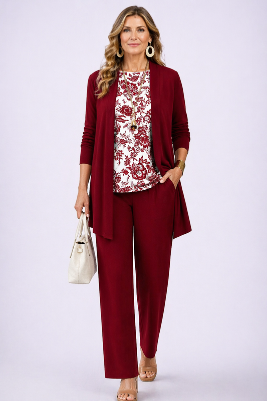 Audrey | Red Print Layered Set