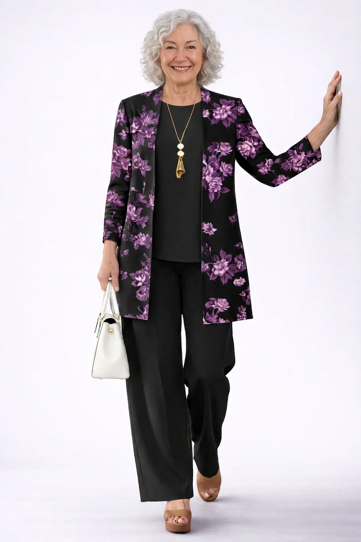 Margot | Black Floral Layered Set
